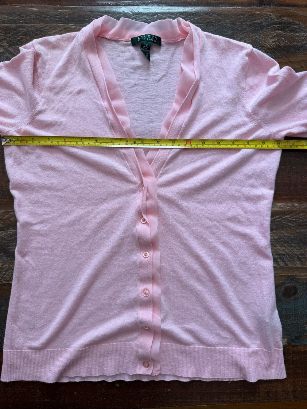 Lauren‎ Ralph Lauren Women’s L Pink Lightweight Cardigan Sweater | SKU 0413 - Picture 3 of 6